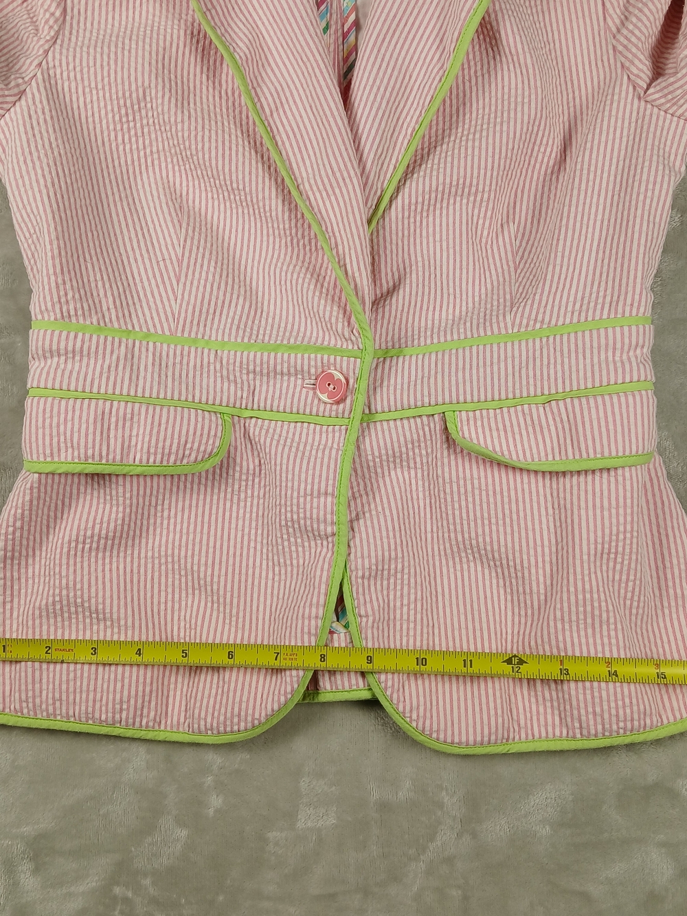 Lilly Pulitzer Janice Blazer 4 Women's Seersucker Pink Jacket Striped - Picture 8 of 12